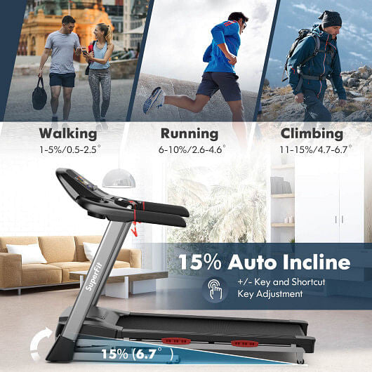 4.75 HP Folding Treadmill with Auto Incline and 20 Preset Programs-Black-3