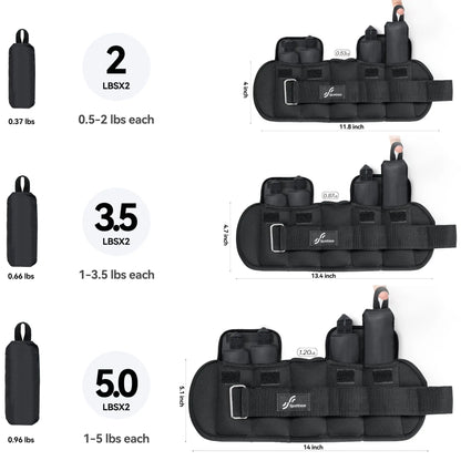 Adjustable Ankle Weights - 1 Pair, 4lbs-2