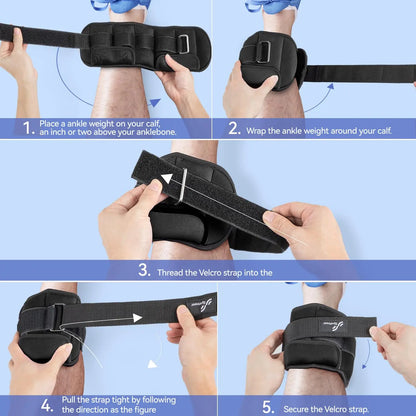 Adjustable Ankle Weights - 1 Pair, 4lbs-4