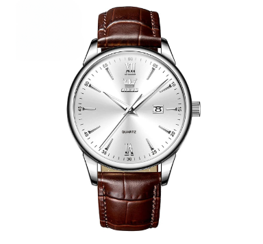 Classic Luxury Men's Leather Quartz Watch-0