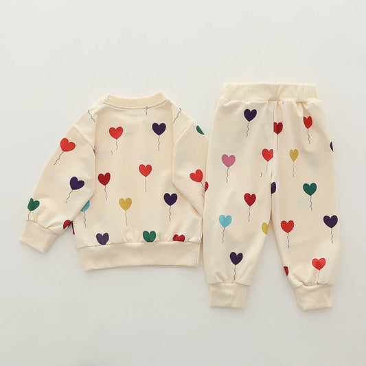 Cotton tracksuit set 2 pcs sweatshirt and trousers for Children Hearts-1