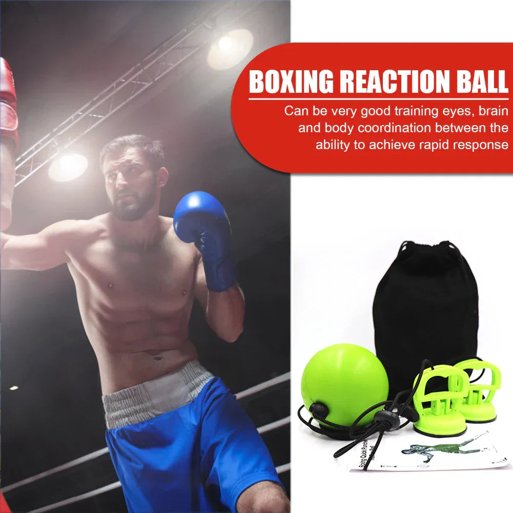 Adjustable Suction Cup Boxing Reflex Ball Speed Training Green-4