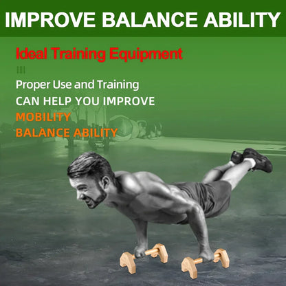 Wooden Push-up Bar Stands - Gym Fitness Training-4