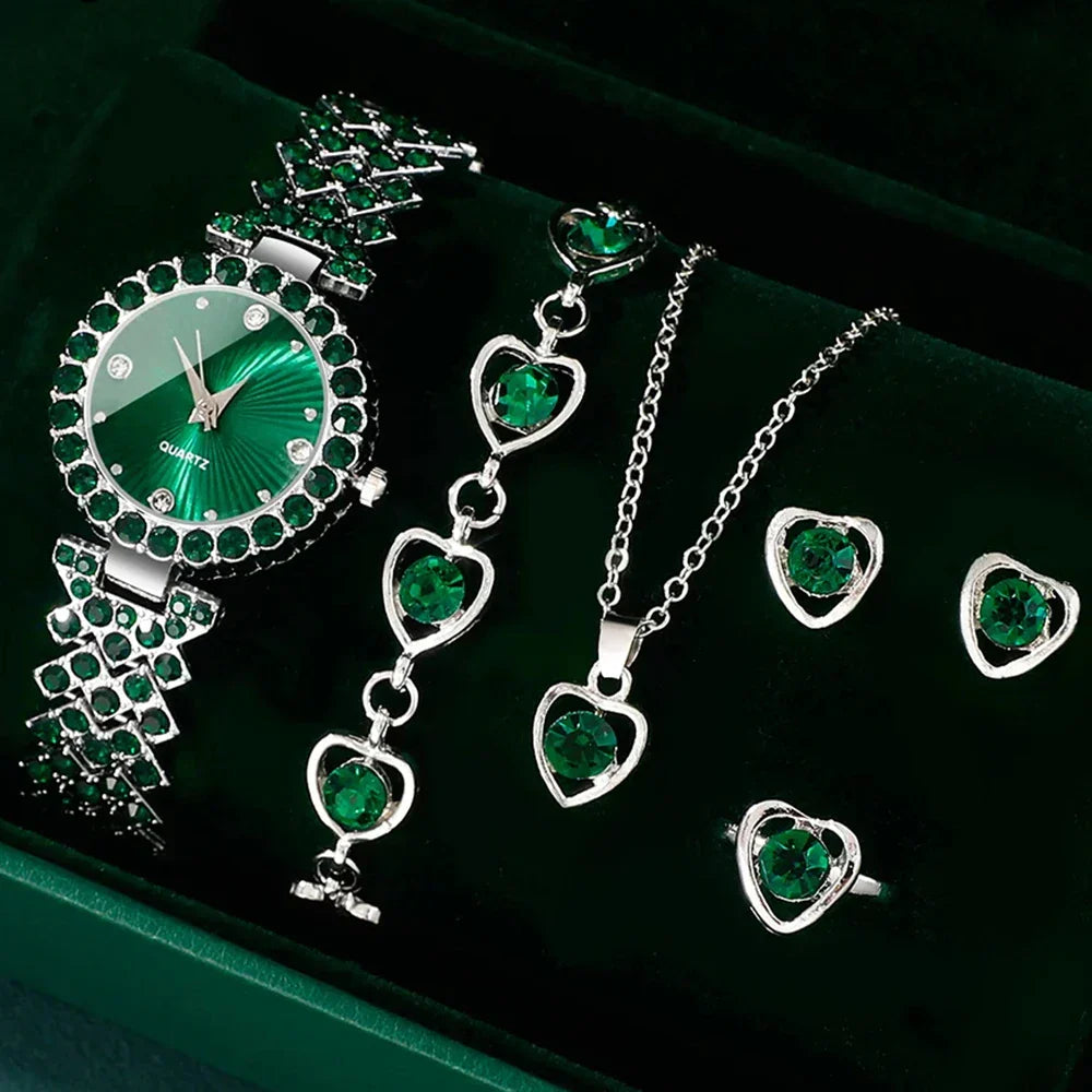 Women's Luxury Watch Jewelry Set with Heart Accents-1