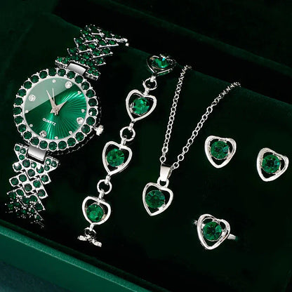 Women's Luxury Watch Jewelry Set with Heart Accents-1