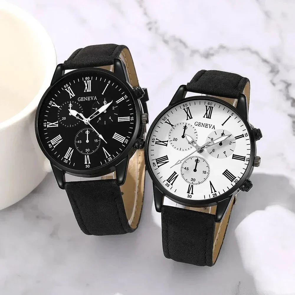 Couple Leather Quartz Watches Set-4