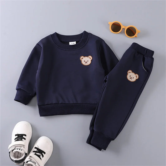 Cotton tracksuit set 2 pcs sweatshirt and trousers for Little Bear children-1