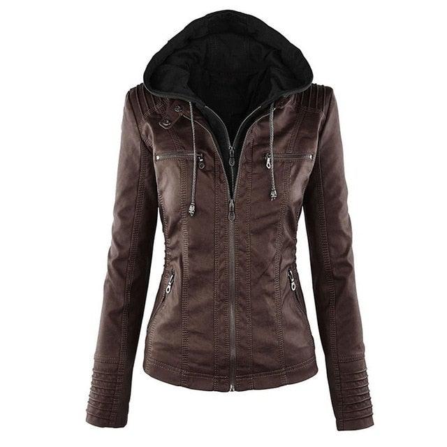 Shenandoah Womens Real Leather Hooded Jacket-5