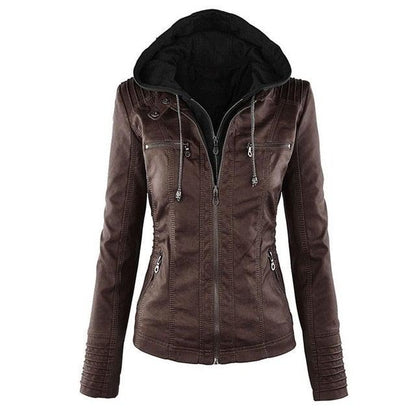 Shenandoah Womens Real Leather Hooded Jacket-5