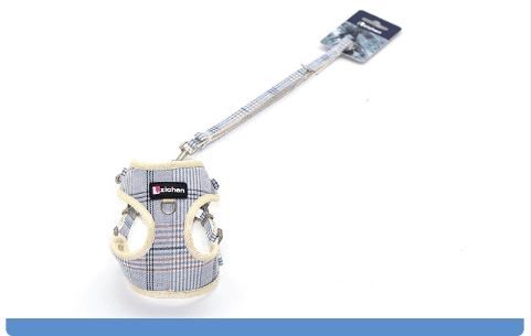 Sky Blue Checkered Chest Harness for Pets-4