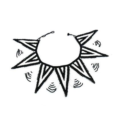 Spike long Beaded Bib Necklace 03-0