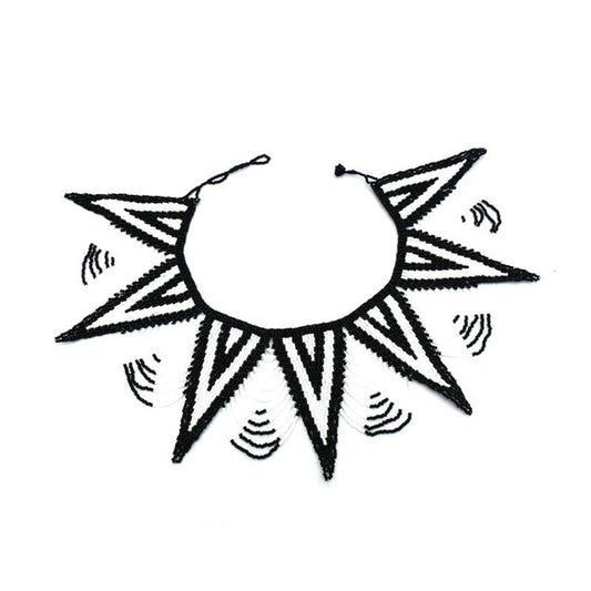 Spike long Beaded Bib Necklace 03-0