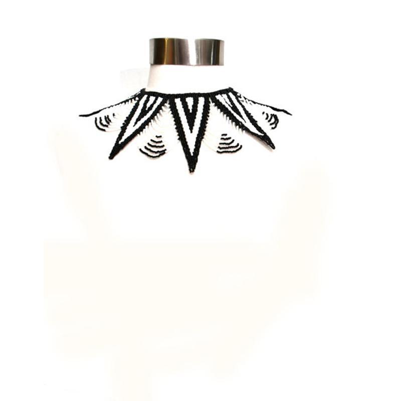 Spike long Beaded Bib Necklace 03-1