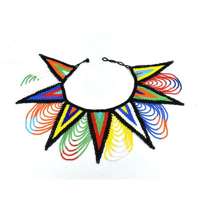 Spike long Beaded Bib Necklace 04-0