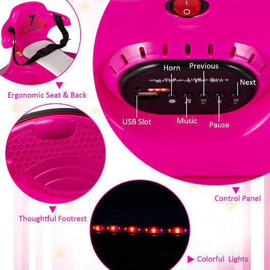 12V Kids Ride On Bumper Car with Remote Control Lights and Music-Blue-8