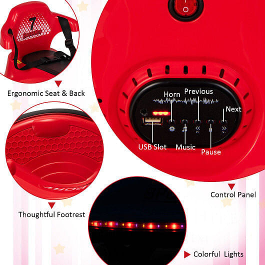 12V Kids Ride On Bumper Car with Remote Control Lights and Music-Blue-13