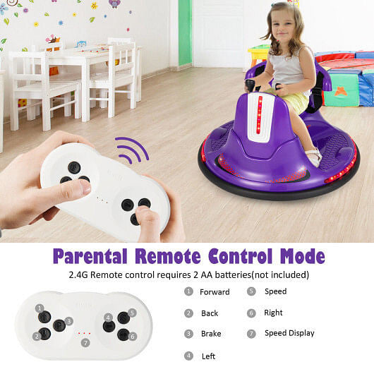 12V Kids Ride On Bumper Car with Remote Control Lights and Music-Blue-18