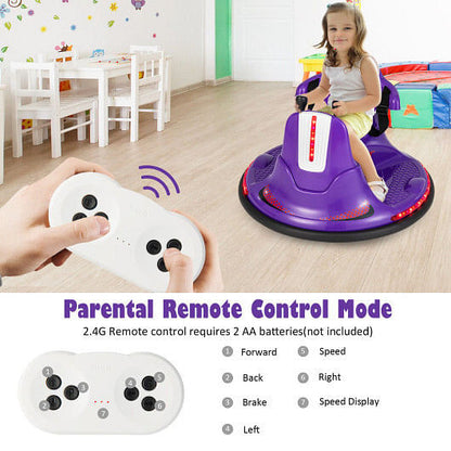 12V Kids Ride On Bumper Car with Remote Control Lights and Music-Blue-18