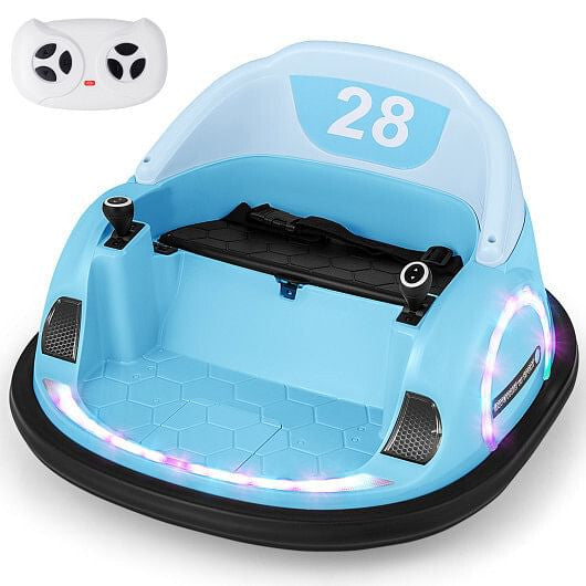 12V 360 Ride on Bumper Car for Toddlers with Remote Control-Light Blue-1