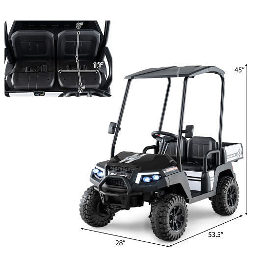 24V Kids Golf Cart 4WD 2-Seater Ride on Car with Storage Trunk and Horn-Black-3
