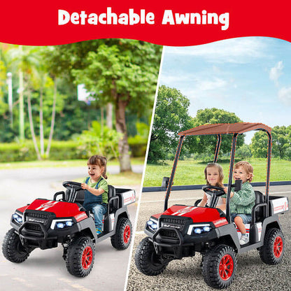 24V Kids Golf Cart 4WD 2-Seater Ride on Car with Storage Trunk and Horn-Black-6