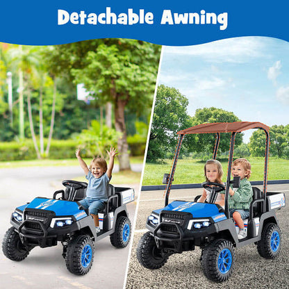 24V Kids Golf Cart 4WD 2-Seater Ride on Car with Storage Trunk and Horn-Black-11