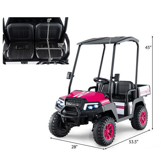 24V Kids Golf Cart 4WD 2-Seater Ride on Car with Storage Trunk and Horn-Black-18