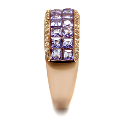 TS525 - Rose Gold 925 Sterling Silver Ring with AAA Grade CZ  in Amethyst-3