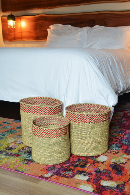 Berry and Natural Kupanda Iringa Basket - Medium, Set of (4)