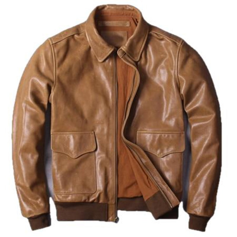 US A2 Flight Mens Bomber Genuine Leather Jacket-3
