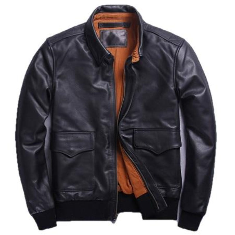 US A2 Flight Mens Bomber Genuine Leather Jacket-2