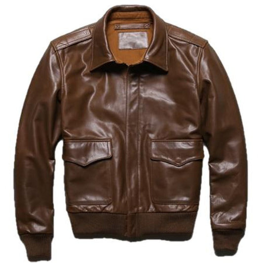 US A2 Flight Mens Bomber Genuine Leather Jacket-0
