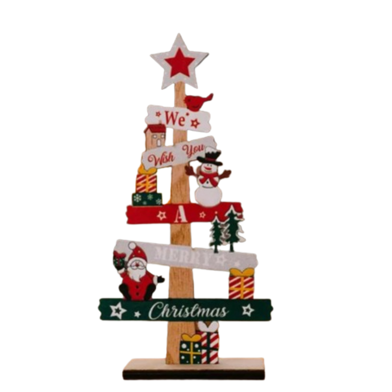 Desktop Christmas Tree Santa Claus DIY Decoration Wooden Christmas-0