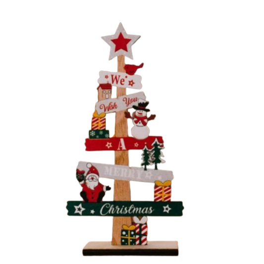 Desktop Christmas Tree Santa Claus DIY Decoration Wooden Christmas-0
