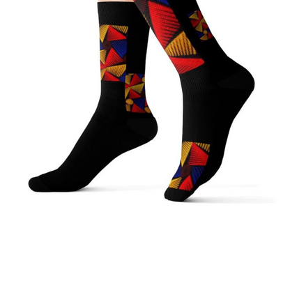 UNISEX MULTI COLOR ON BLACK Sublimation Socks by SobG Designs