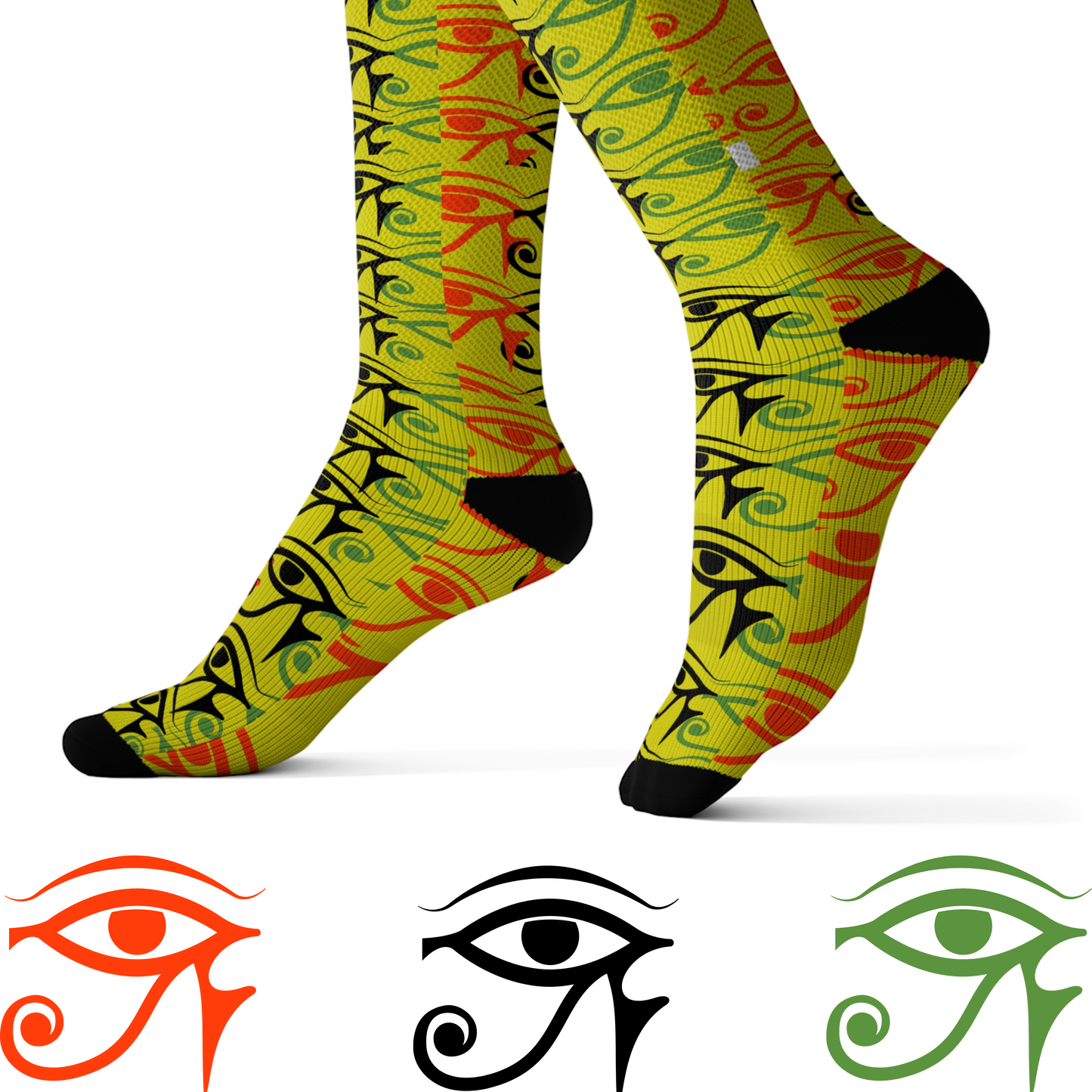 EGYPTIAN EYES HAVE ALL THE INSIGHT Sublimation Socks by SobG Designs