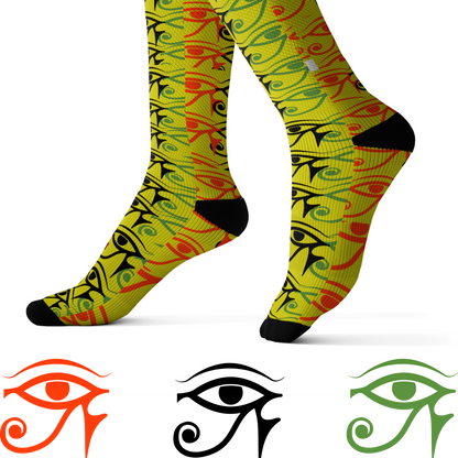 EGYPTIAN EYES HAVE ALL THE INSIGHT Sublimation Socks by SobG Designs