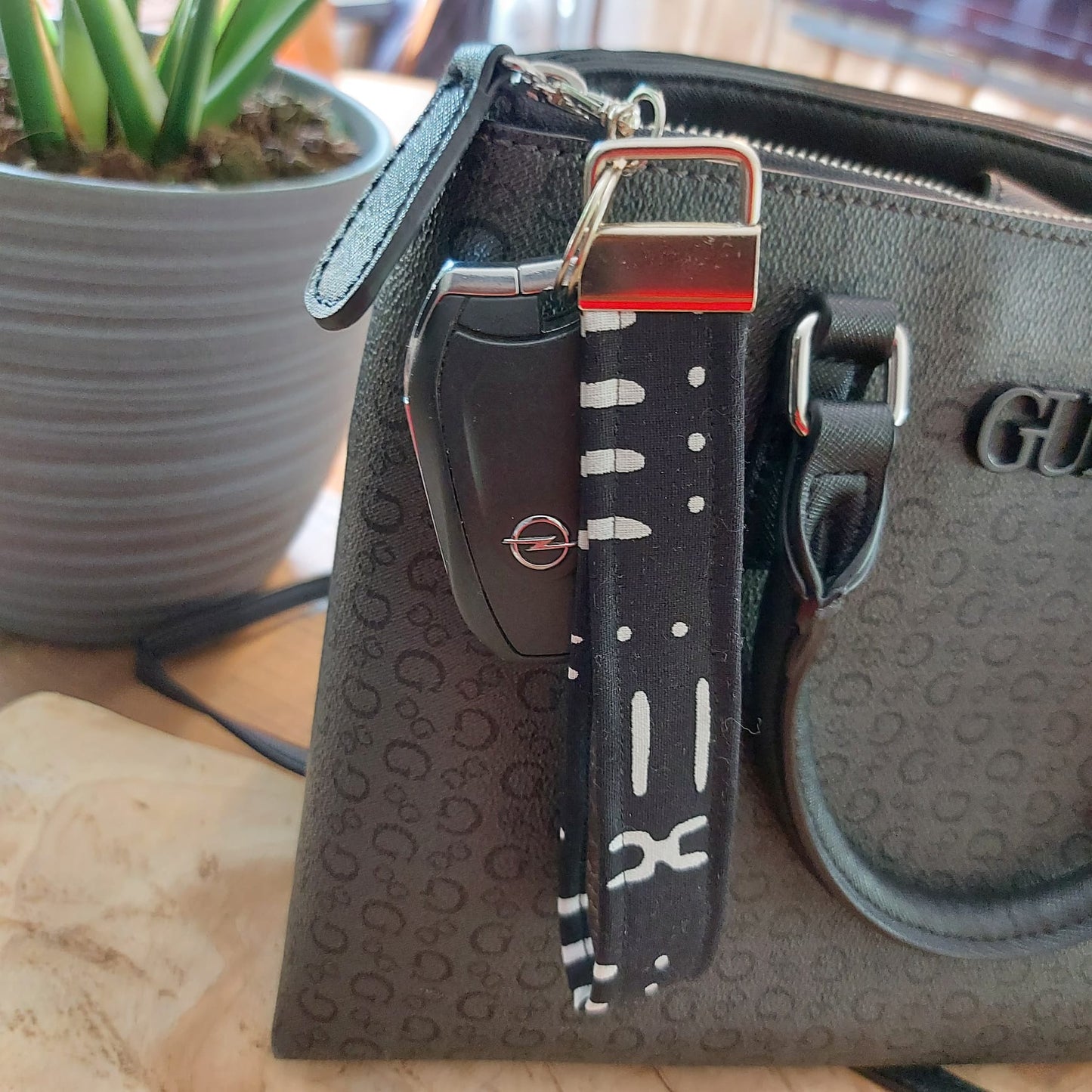 African Print and Leather Key Fob | Wristlet | Key Holder-2