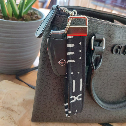 African Print and Leather Key Fob | Wristlet | Key Holder-2