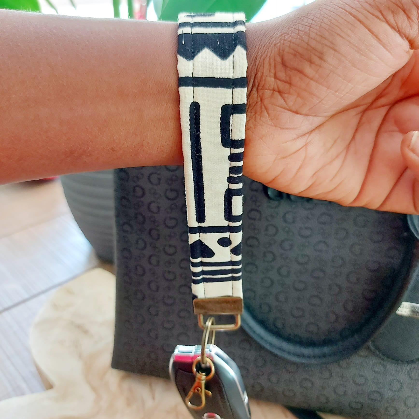 African Print and Leather Key Fob | Wristlet | Key Holder-2