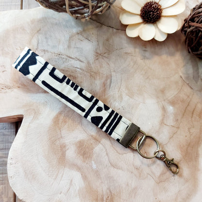 African Print and Leather Key Fob | Wristlet | Key Holder-0