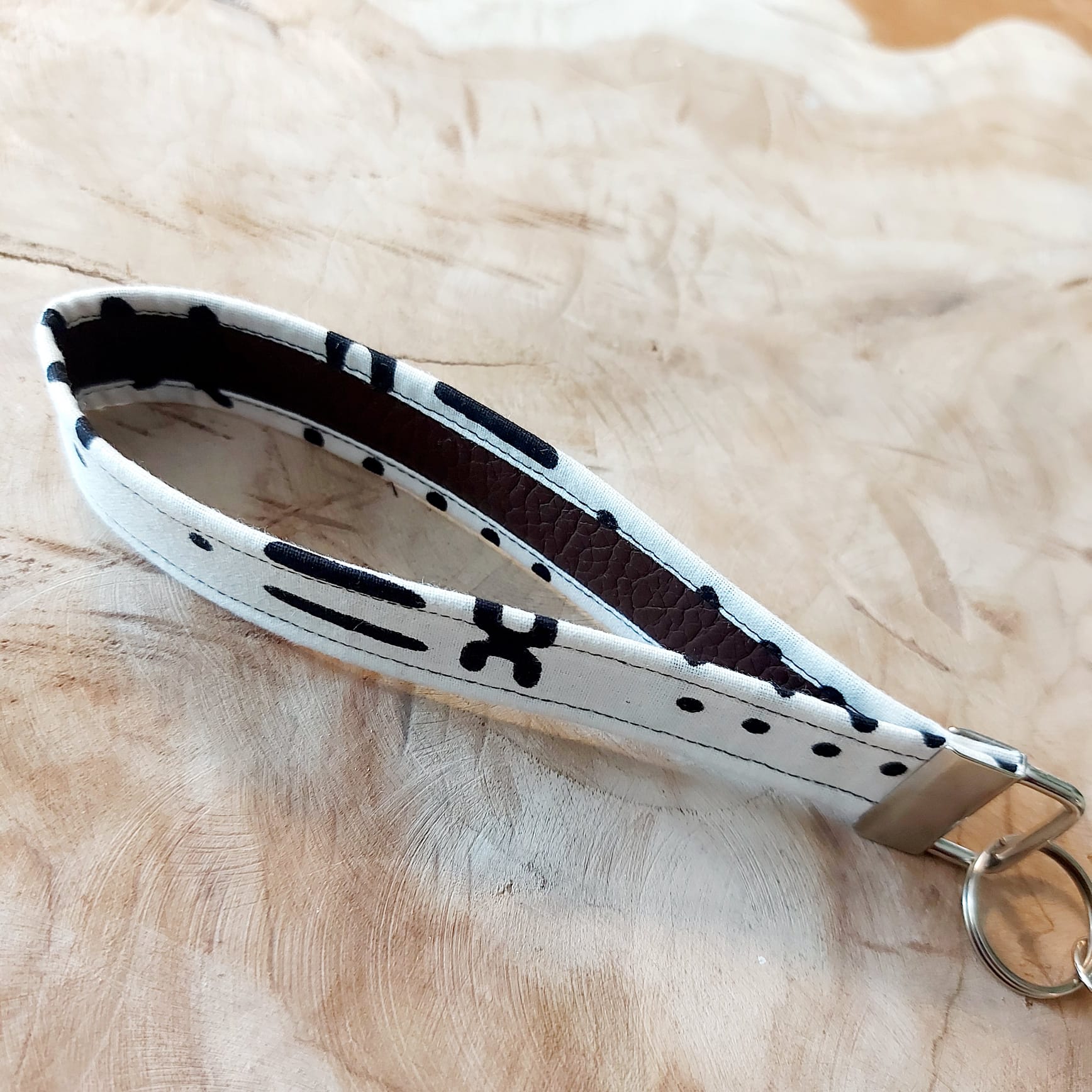 African Print and Leather Key Fob | Wristlet | Key Holder-1
