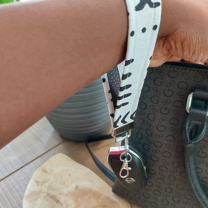 African Print and Leather Key Fob | Wristlet | Key Holder-3