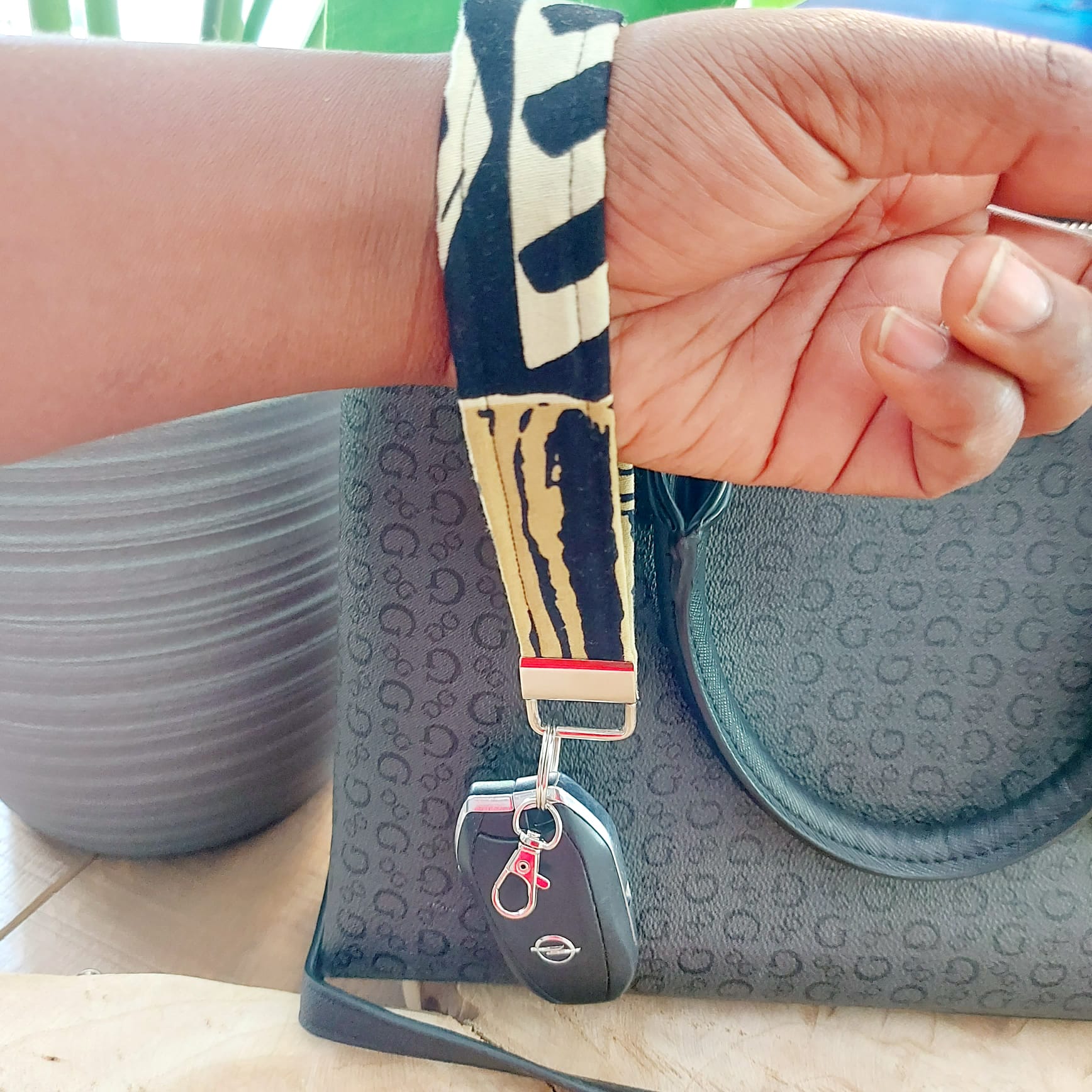 African Print and Leather Key Fob | Wristlet | Key Holder-3