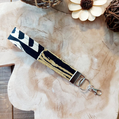 African Print and Leather Key Fob | Wristlet | Key Holder-0