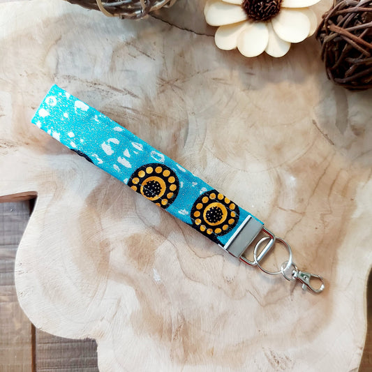 African Print and Leather Key Fob | Wristlet | Key Holder-0