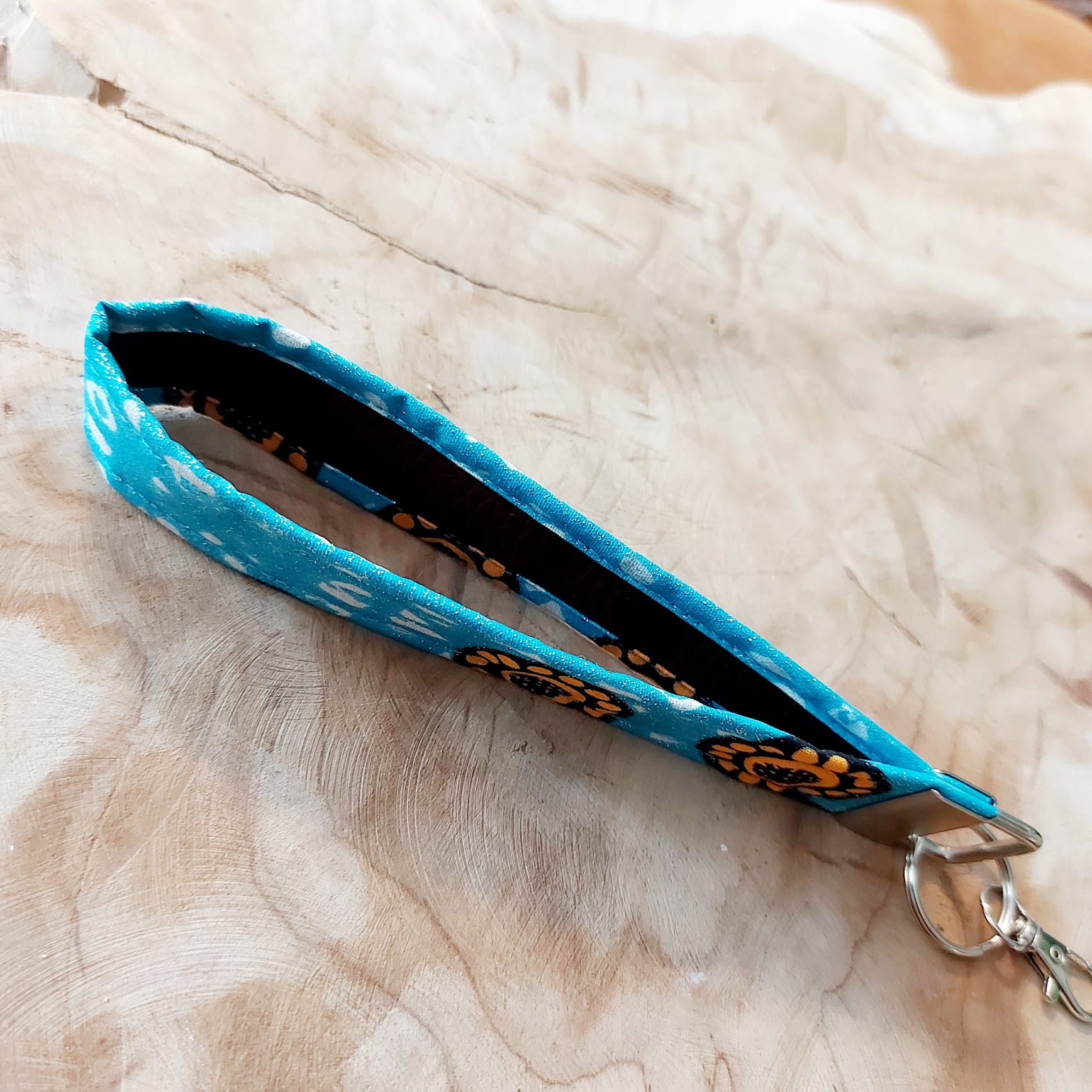African Print and Leather Key Fob | Wristlet | Key Holder-2