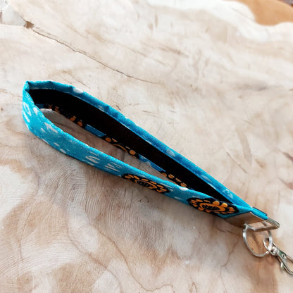 African Print and Leather Key Fob | Wristlet | Key Holder-2