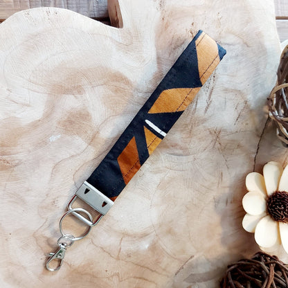 African Print and Leather Key Fob | Wristlet | Key Holder-0
