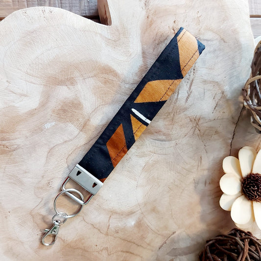 African Print and Leather Key Fob | Wristlet | Key Holder-0
